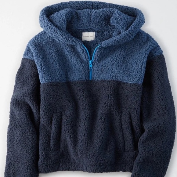 AMERICAN EAGLE Sherpa cropped quarter zip - Picture 2 of 7